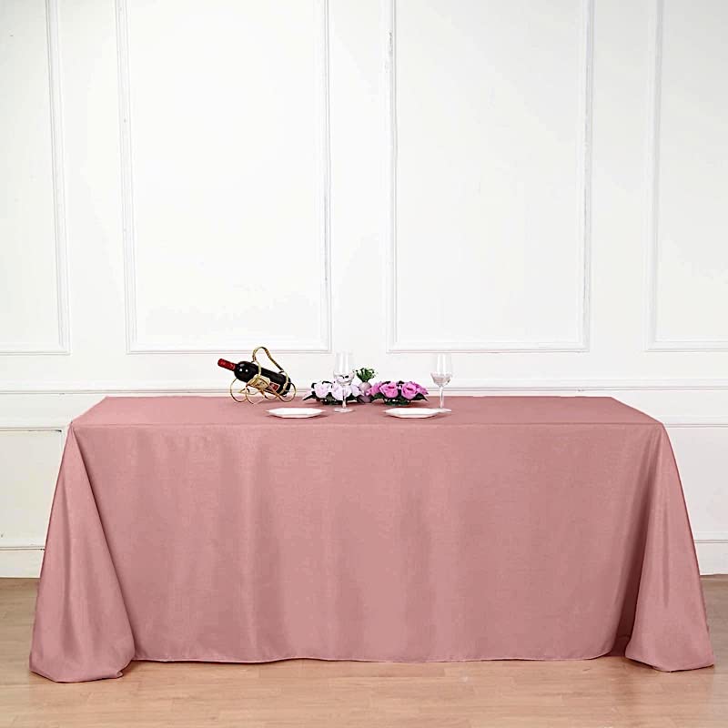 Balsacircle 90X156-Inch Dusty Rose Rectangle Polyester Tablecloth Table Cover Linens For Wedding Party Events Kitchen Dining